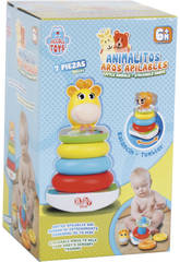 Brinquedo Para Beb� Animalzinho Sortido Aros Apilh�veis e Som 21cm 7 Pe�as