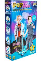 Brinquedo Musical Pop Star Rosa Com 2 Microfones Luzes e Pé Ajustável 60 - 104cm