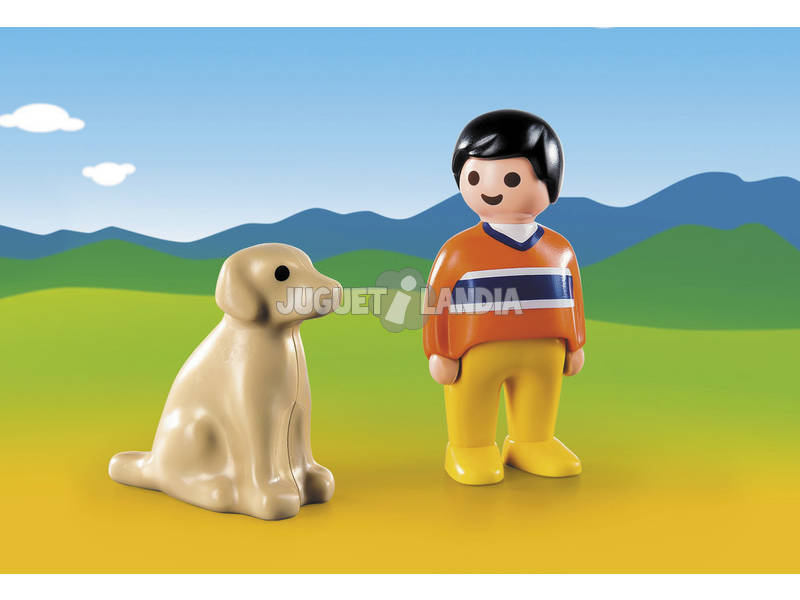 Playmobil 1.2.3 homem com cão 9256