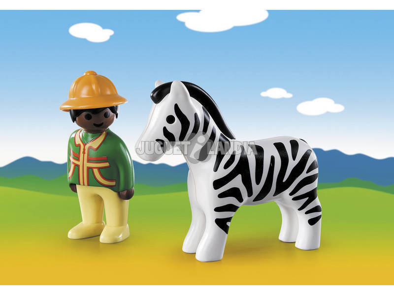Playmobil 1.2.3 homem com zebra 9257