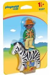 Playmobil 1.2.3 homem com zebra 9257