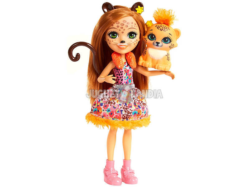 Enchantimals Cherish il Ghepardo Bambola e Cucciolo Mattel FJJ20