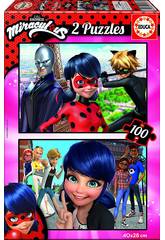 Puzzle Junior 2X100 Ladybug 40x28 cm Educa 17277