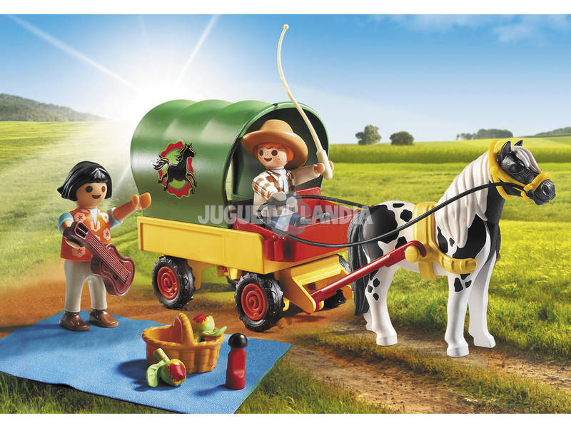 Playmobil Enfants avec Chariot et Poney 6948
