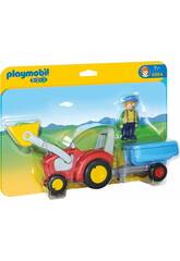 Playmobil 1,2,3 Fermier Avec Tracteur et Remorque