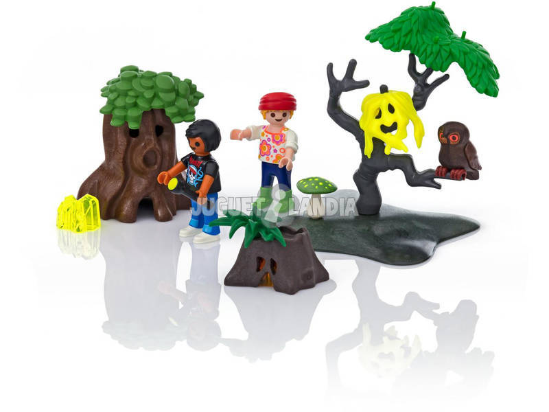 Playmobil Enfants avec Végétation et Lampe Torche