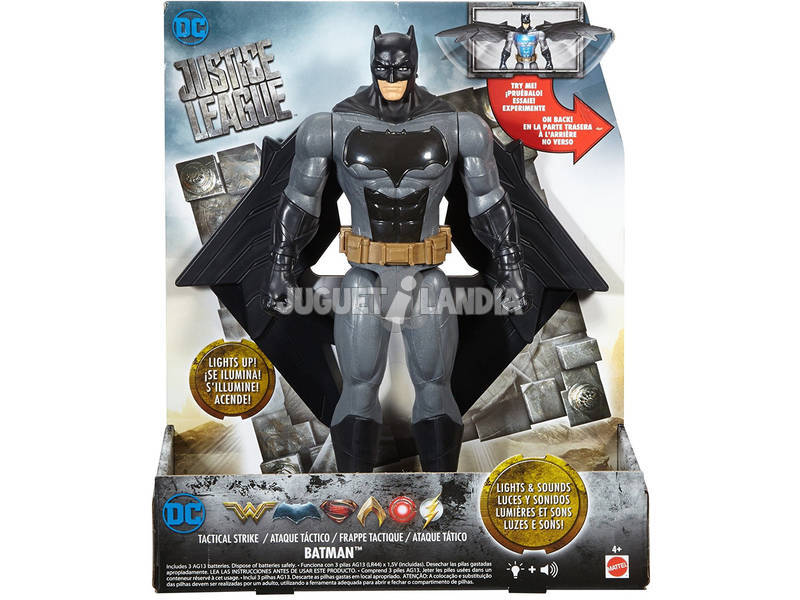 Justice League DC Figura Batman 30 cm Luci e suoni Mattel 