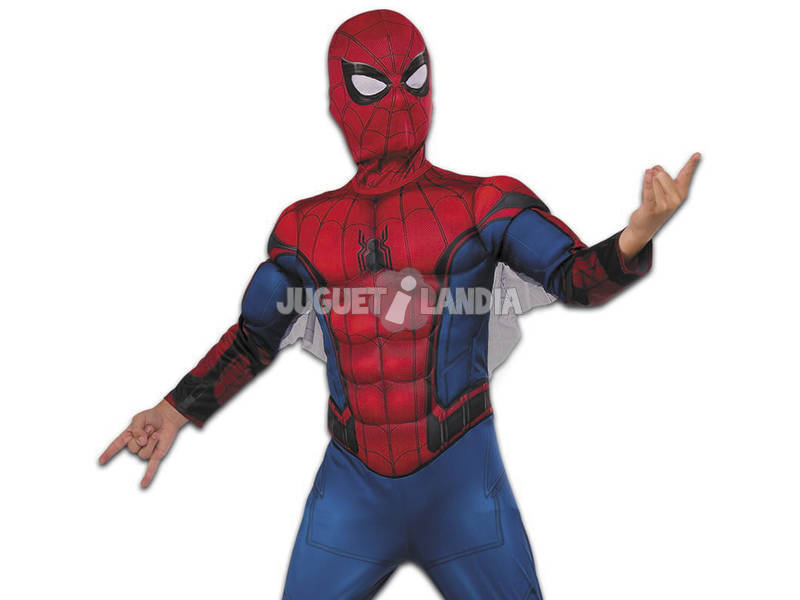 Costume Bambino Spiderman con Maschera e Petto Muscoloso S