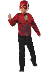 Costume Bambino Flash Justice League con Maschera e Petto Muscoloso Rubies 34075
