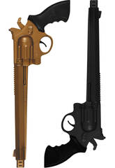 2 revolvers de 36 cm. Or et Noir 