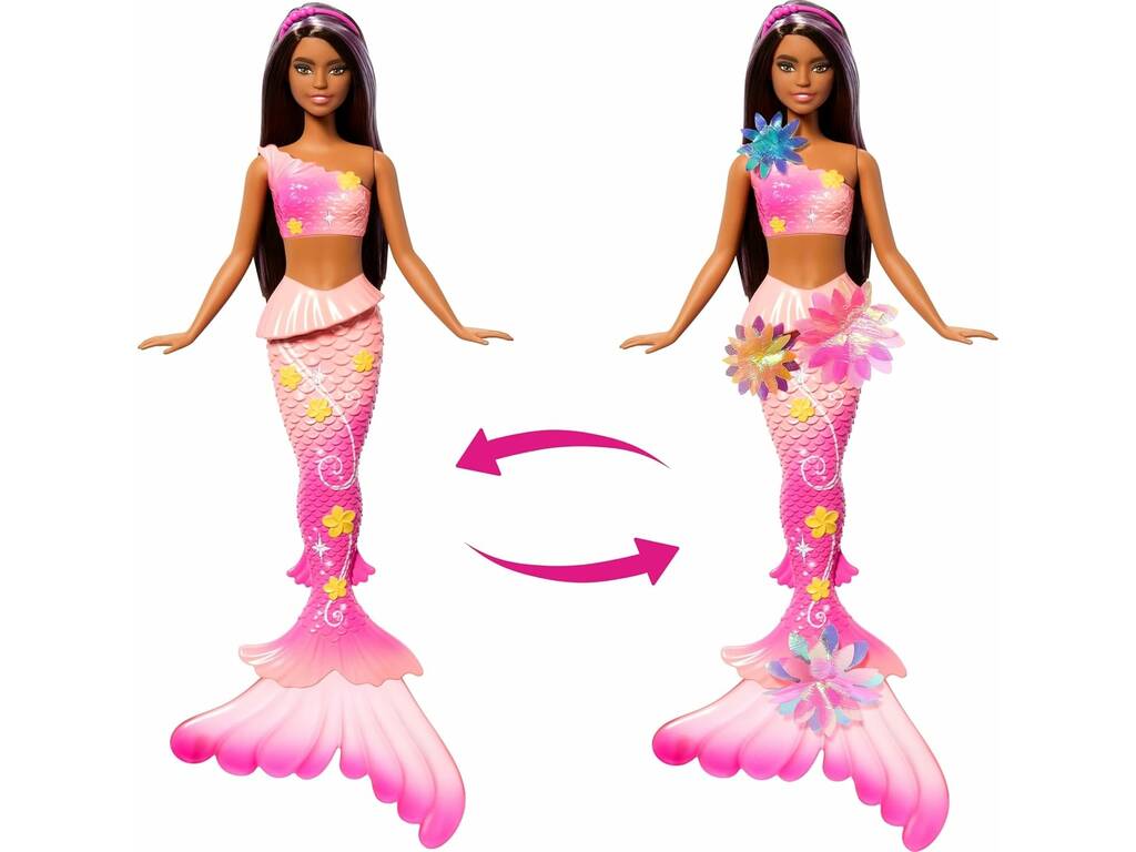 Barbie Flower Magic Mermaid Muñeca Sirena Morena