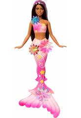 Barbie Flower Magic Mermaid Boneca Sereia Morena