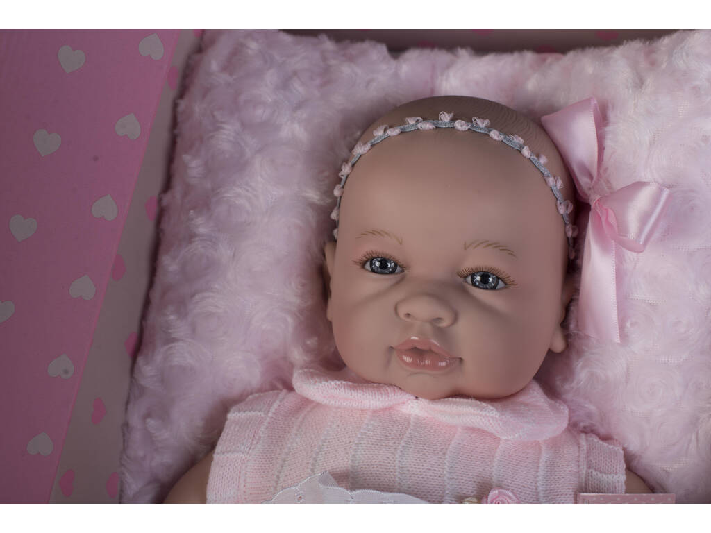 Puppe Sara Neugeborenes 50 cm. Kleid Rosa und Kissen Berbesa 5206