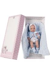 Neugeborene Puppe 42 cm. Weiße Strampler und Decke Berbesa 5114