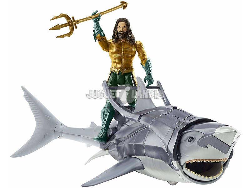 Aquaman con Squalo Personaggio Articolato, 15 cm Mattel FWX37