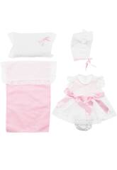 Robe Poupée 43 cm. Maille Rose Avec Oreiller Asivil 3363490