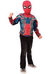 Disfarce Menino Iron Spider Deluxe Peito e Mascara Rubies 34184