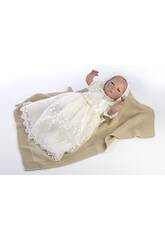 Puppe Reborn 52 cm. Taufkleid in creme Farbe Berbesa 5304