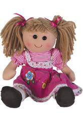 Boneca de Trapo Vestido Rosa Veludo 35 cm.