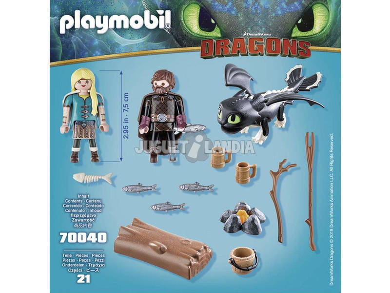 Playmobil Cómo Entrenar a Tu Dragón Hipo y Astrid con Bebé Dragón 70040
