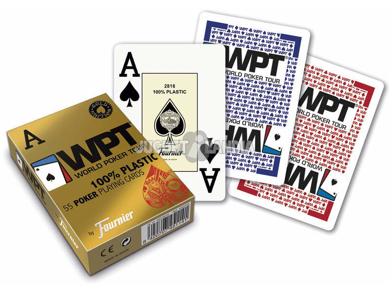 Jeu de Cartes Poker WPT 100% Plastique Gold Edition Fournier 1033745