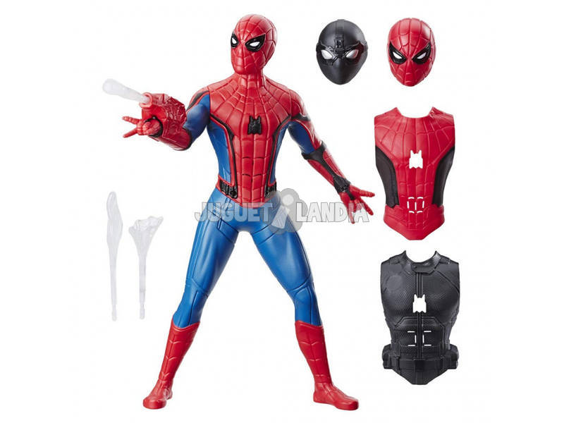 Spiderman Far From Home Figura Deluxe 33 cm. Traje Lança redes Hasbro E3567