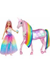 Barbie Unicornio Luces Con Muñeca FXT26
