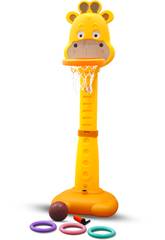 Canestro Giraffa 3 in 1 musicale con Palla da Basket e Palla Ventose