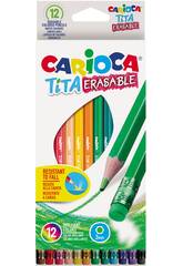 Schachtel mit 12 löschbaren Farbstiften von Carioca 42897