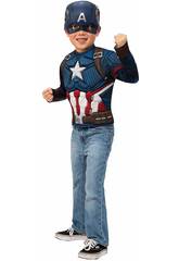 Costume Bambino Captain America Endgame Petto e Maschera Rubies 40074