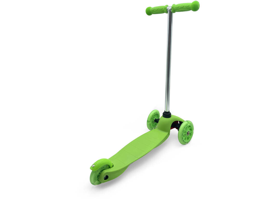 Trottinette verte à 3 roues avec éclairage