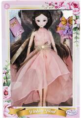 Poupée Style Japonais 29 cm. Robe Rose Sans Manches