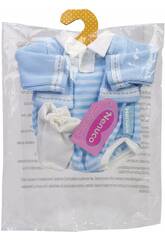 Nenuco Kleidung im Kleiderbügler 35 cm. Blau Set mit Kinderschuhe von Famosa 700015615