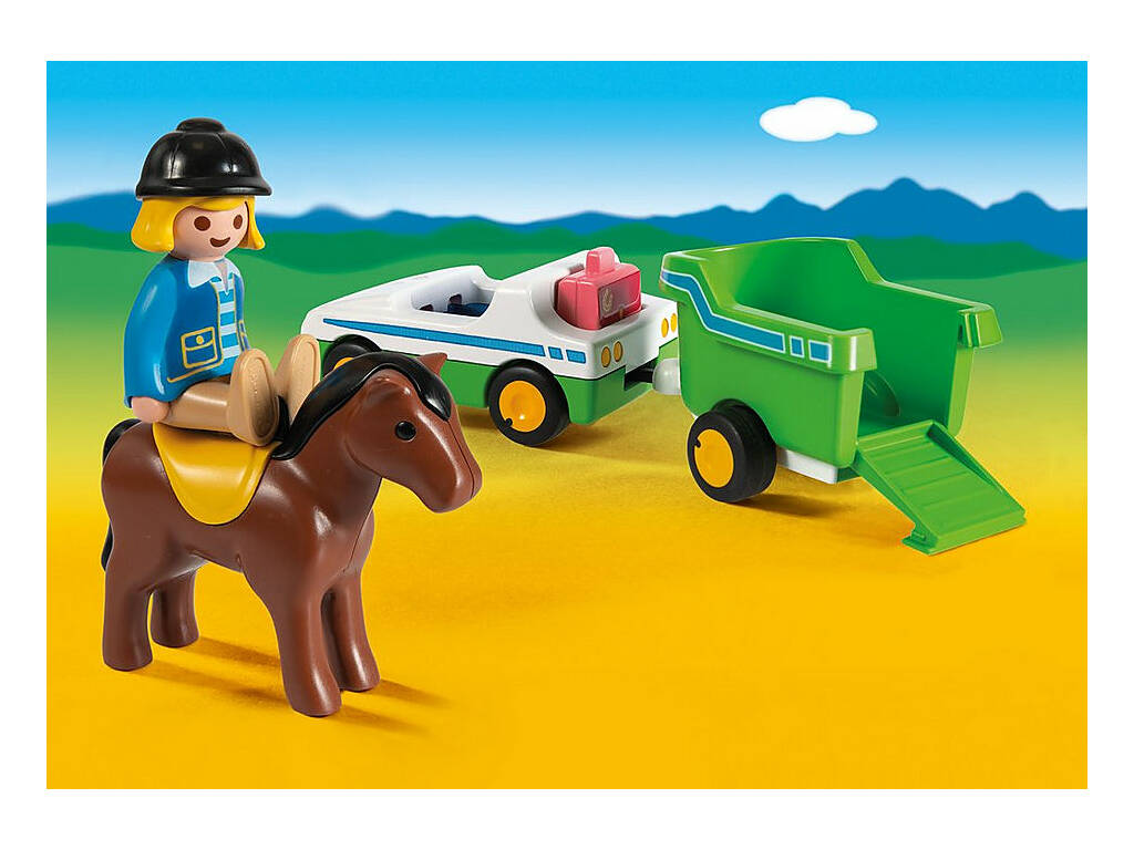 Playmobil 1,2,3 Carro com Reboque de Cavalo Playmobil 70181
