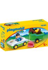 Playmobil 1,2,3 Voiture avec Remorque du Cheval Playmobil 70181