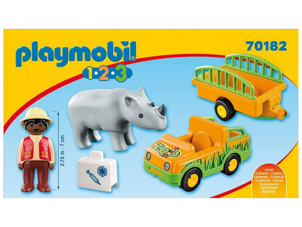 Playmobil 1,2,3 Vehiculo del Zoo con Rinoceronte Playmobil 70182