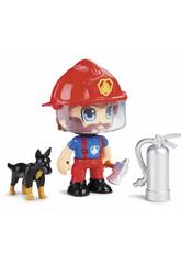 Pinypon Action Figurine Pompier avec un Berger Allemand Famosa 700015151