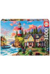 Puzzle 3000 Leuchtturms in der Nähe des Ozeans Educa 18507