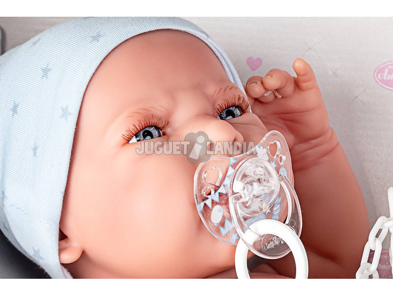Neugeborene Puppe Leo Frosche 40 cm. Antonio Juan 5077