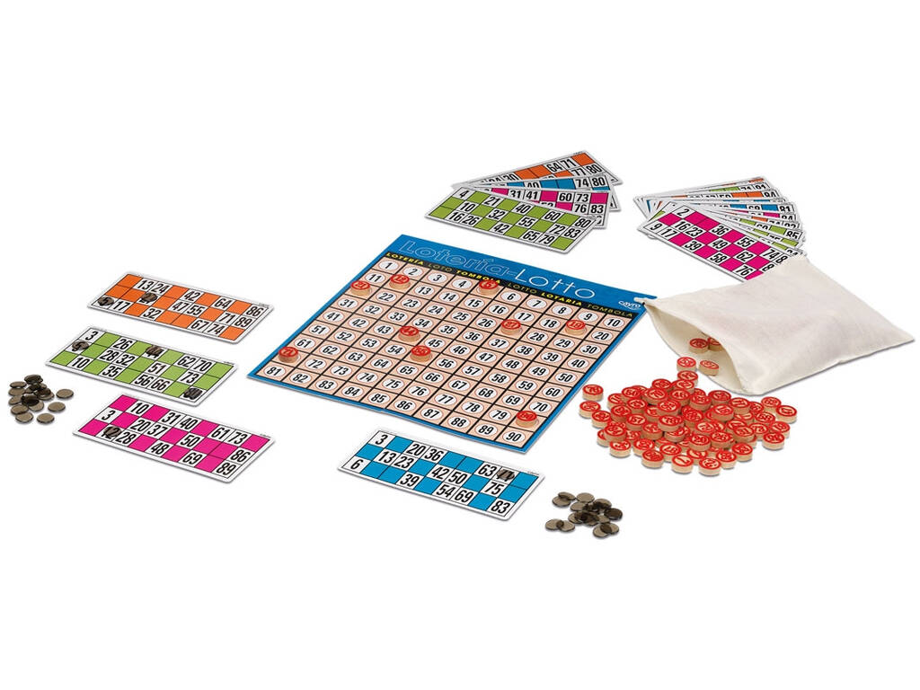 Bingo Lotterie 48 Kartone Holzkiste Cayro 749