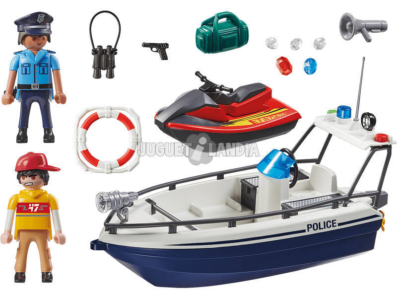Playmobil Patrulla Policía Guardacostas y Ladrón en Moto de Agua 70463