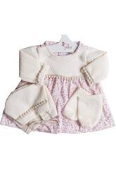 Vestido Mueca 43 cm. Flores Rosa Madroitos Beige Asivil 3365030