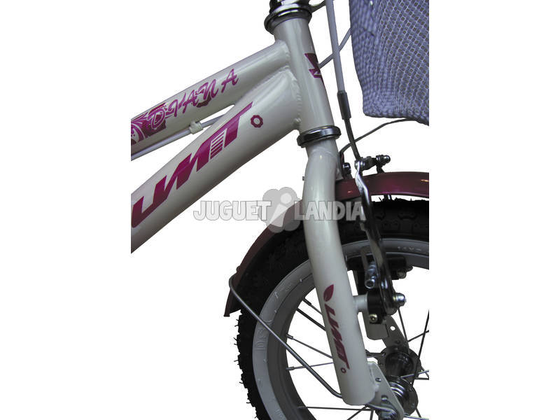 Bicicleta 14 Diana Branca e Cor-de-rosa com Cesto e Assento para Boneca Umit 1471-53