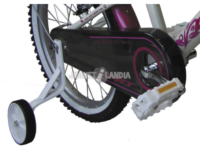 Bicicleta 16 Diana Branca e Cor-de-rosa com Cesto e Assento para Boneca Umit 1671-53