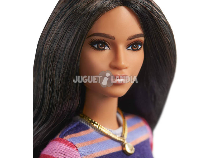 Barbie Fashioniste Striped Long Sleeve Dress Mattel GHW61