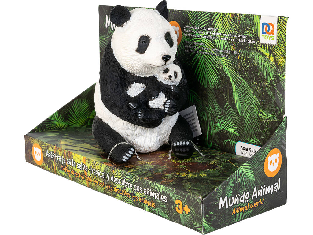 Mundo Animal Panda Bär mit Baby Panda Figur 14 cm.