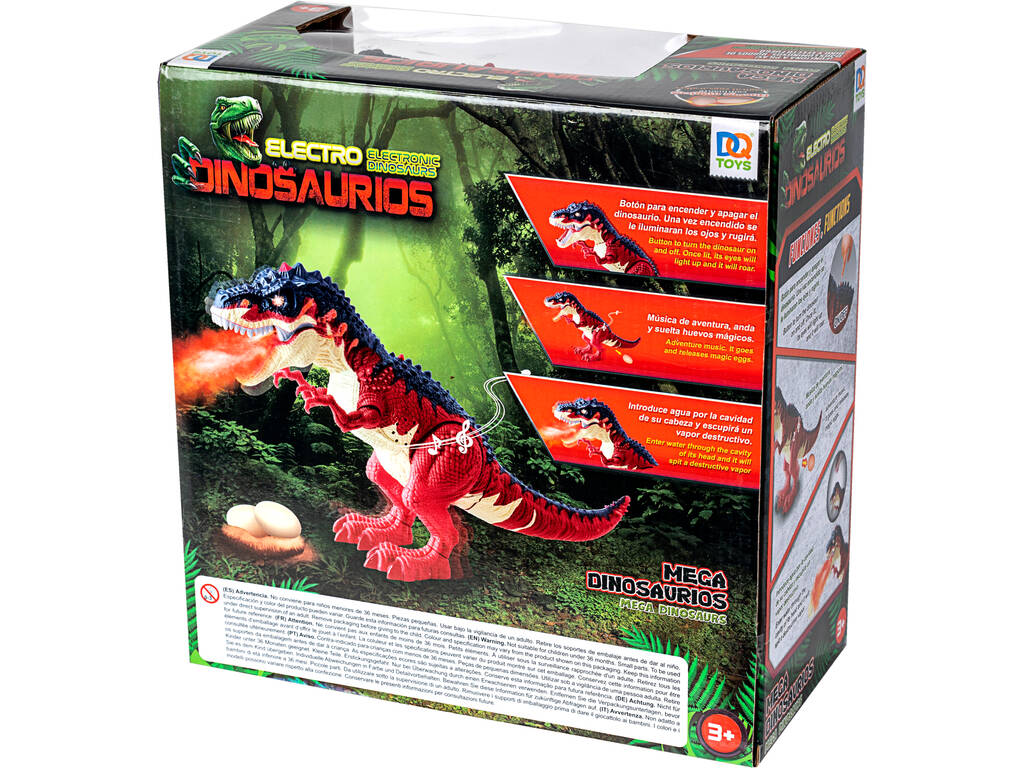 Dinosaure Rouge 34 cm. Éjecte de la Vapeur et Pond des Oeufs