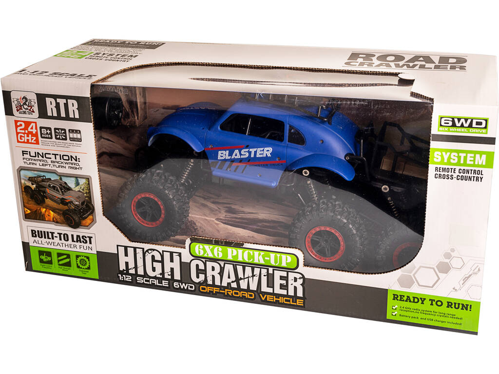 Radio Comando 1:12 High Crawler Blaster 6 Ruote Blu