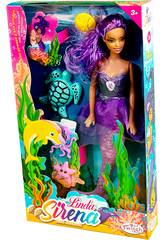 Poup�e Sir�ne 30 cm. avec Queue Lilas