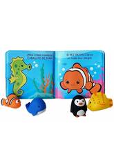 Livre des cratures de la mer avec 4 figurines de bain